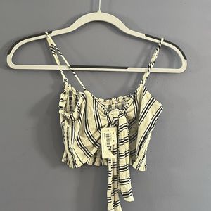 NWT Striped Black and White Tie front crop top